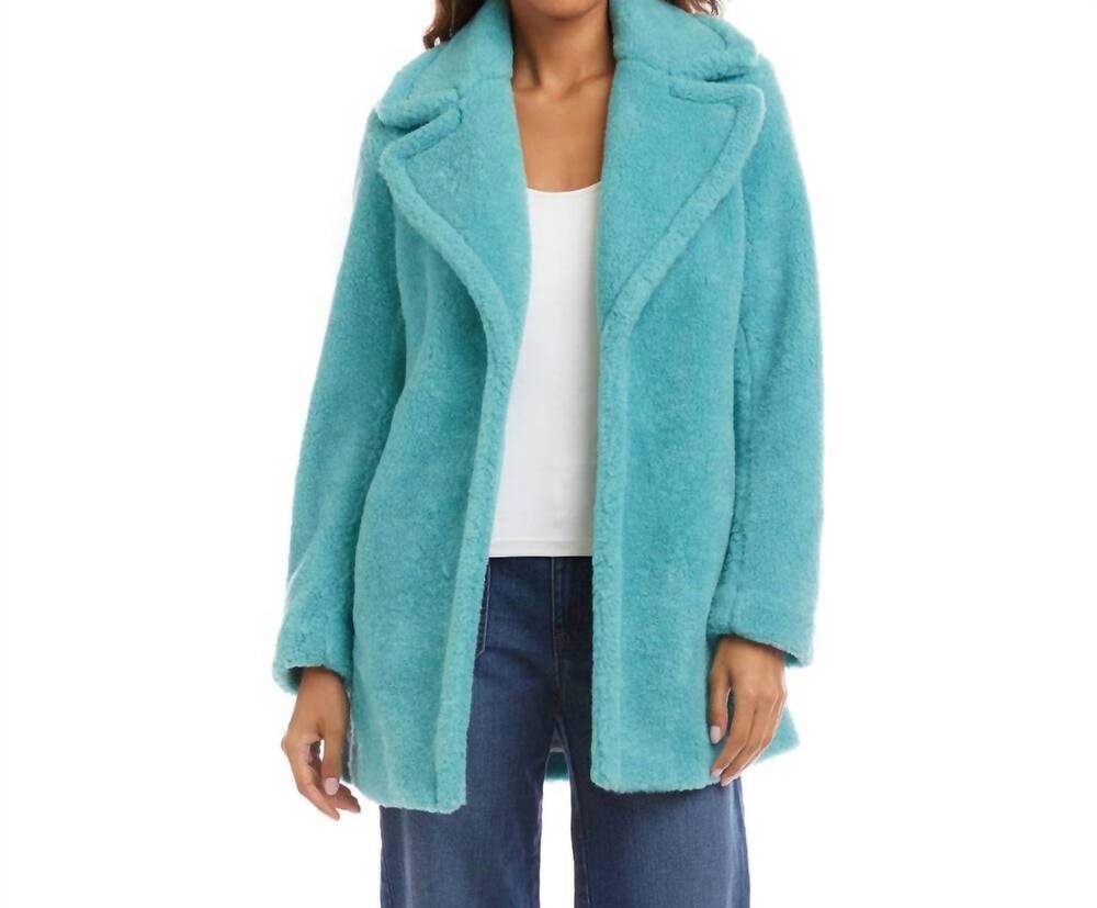 NEW KAREN KANE avarose sherpa coat in aqua
